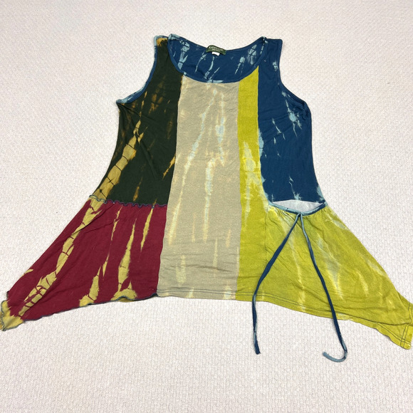 Kathmandu Imports Top Womens S/M Colorblock Tie Dye Tank Boho Hippie Stretch - Picture 1 of 5